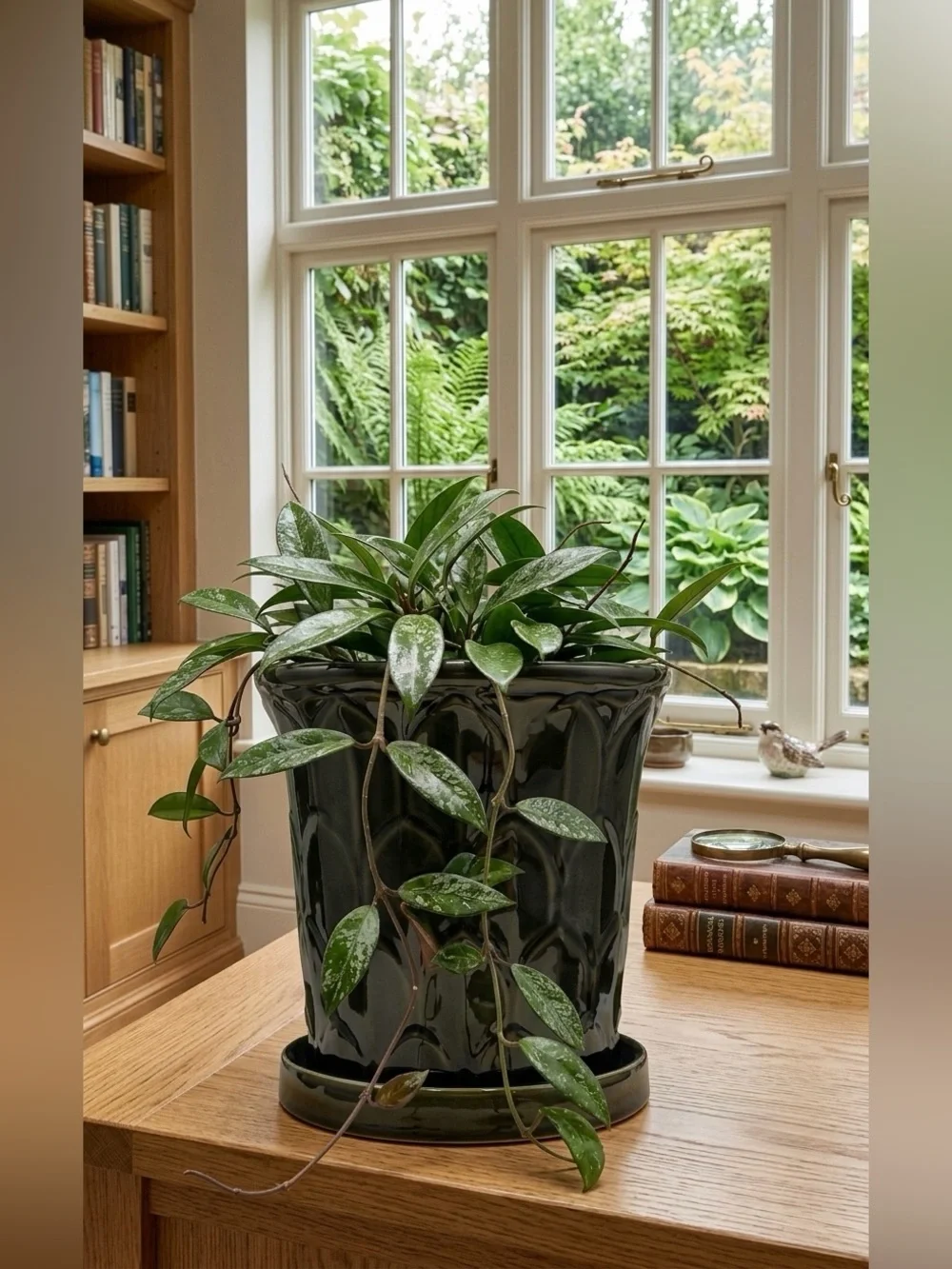 Gothic Ceramic Planter with Attached Saucer | 7